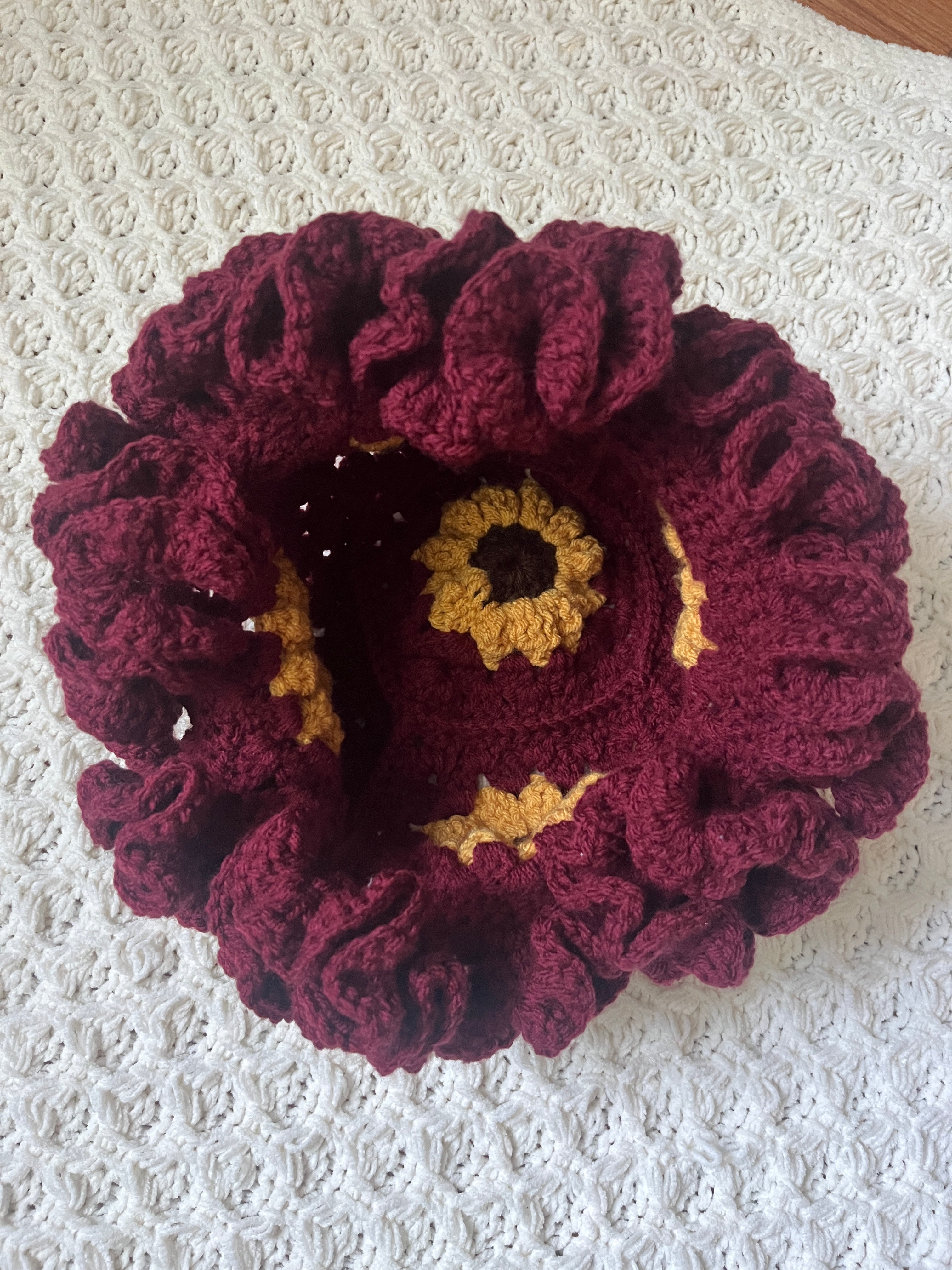Daisy’s Sunflowers (Ruffle Hat)